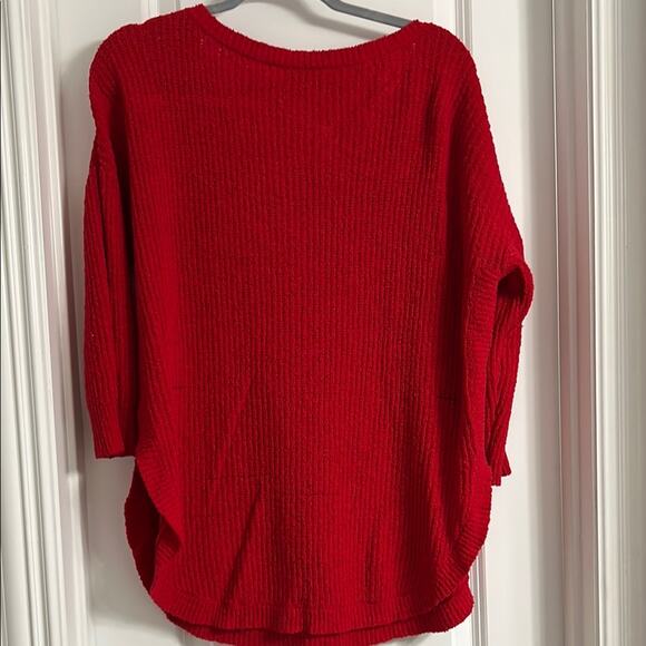 Express Red Scoop Neck Sweater with Tunic Length | Size L - Picture 4 of 4